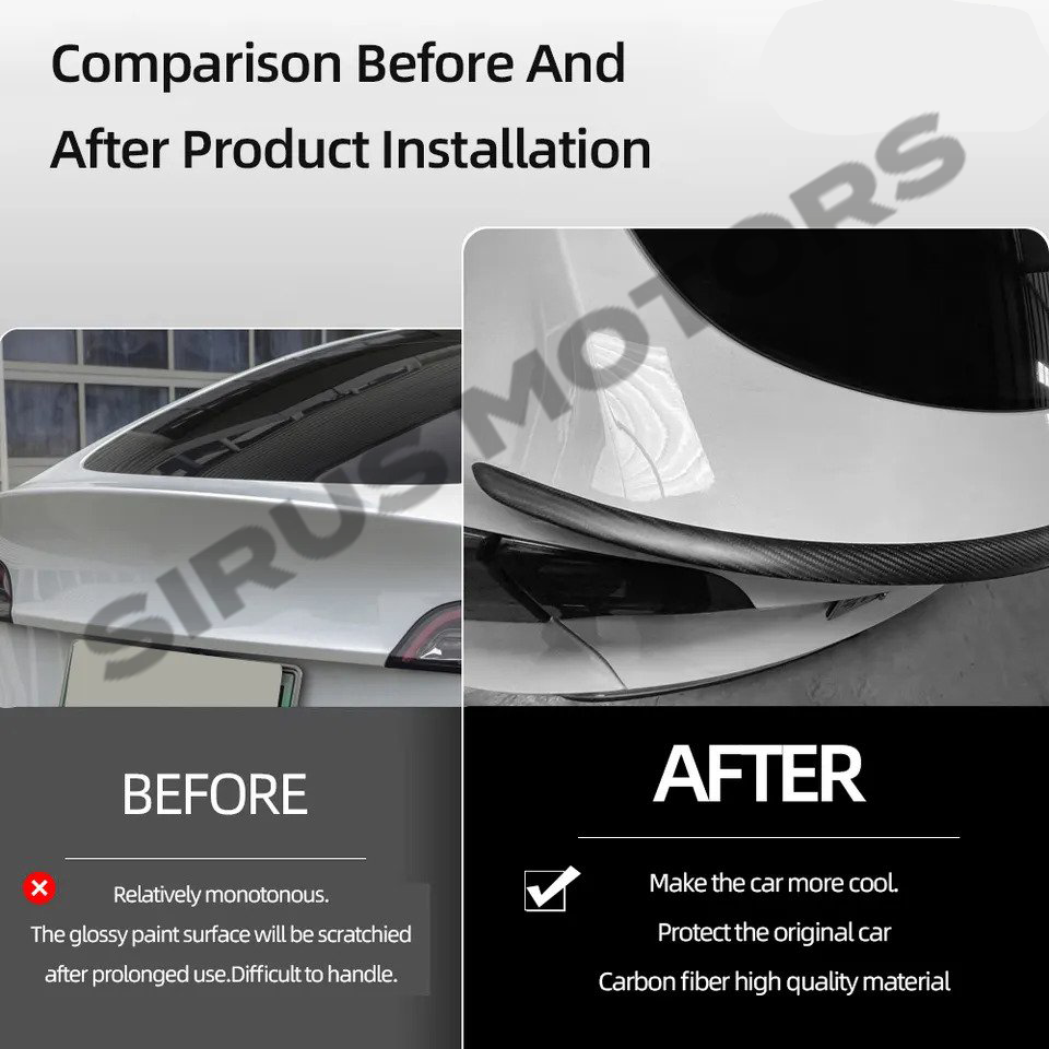 Model 3/Y DRY Carbon Fiber Rear Trunk Lip Spoiler